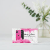 携帯電話のモバイル修理サービスブラックメタル 名刺 (スタンド正面)