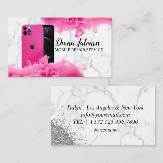 携帯電話のモバイル修理サービスブラックメタル 名刺 (正面/裏面)