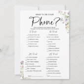 携帯電話のワイルドフラワーブライダルシャワーゲーム 招待状 (正面)