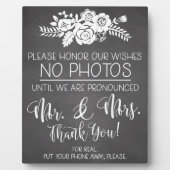 携帯電話の写真の式の結婚サインは出ない フォトプラーク (正面)