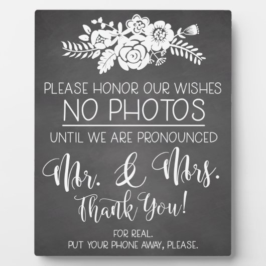 携帯電話の写真の式の結婚サインは出ない フォトプラーク (正面)