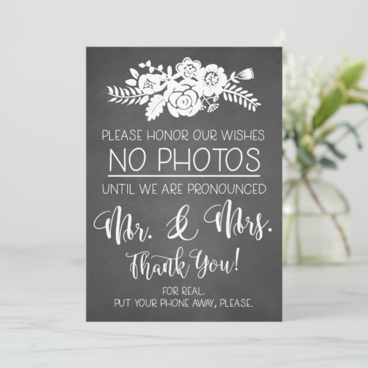 携帯電話の写真の式の結婚サインは出ない 招待状 (スタンド正面)