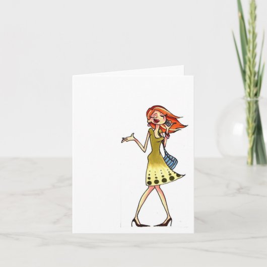携帯電話の女性のnotecard カード (正面)