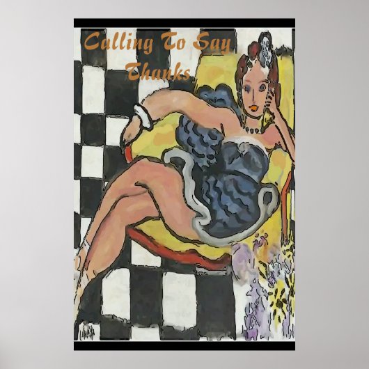 携帯電話の女性抽象芸術、マティススタイルポスター ポスター (正面)