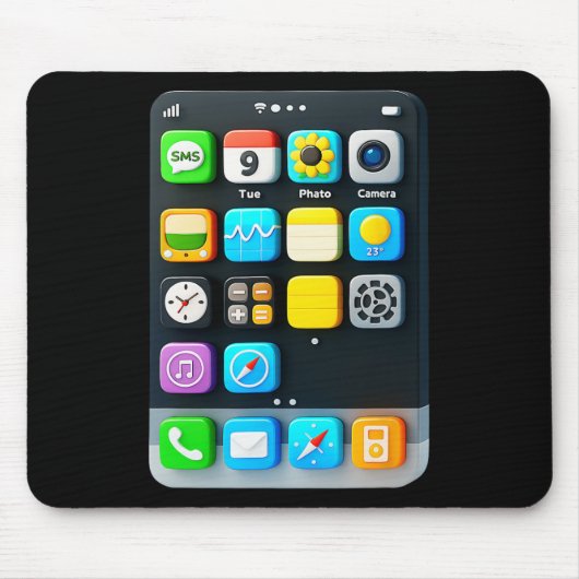 携帯電話の画面電話頭が切れるモバイルアプリのハロウィーン マウスパッド (正面)