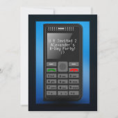 携帯電話の誕生日パーティ10代のの招待がある青 招待状 (正面)