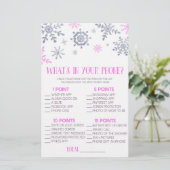 携帯電話の赤ちゃんシャワーゲームでピンクのスノーフレーク 便箋 (スタンド正面)