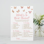 携帯電話の赤ちゃんシャワーゲームでピンクの蝶 便箋 (スタンド正面)