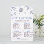 携帯電話の赤ちゃんシャワーゲームの青いスノーフレーク 便箋 (スタンド正面)