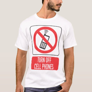 携帯電話の電源を切る Tシャツ – おもしろいリマインドのグラフィック
