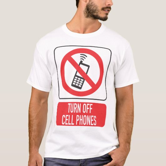 携帯電話の電源を切る Tシャツ – おもしろいリマインドのグラフィック (正面)