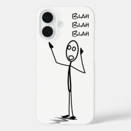 携帯電話を操作するスティックマンが面白い 白黒のスティックマンファン必見 iPhone 16ケース