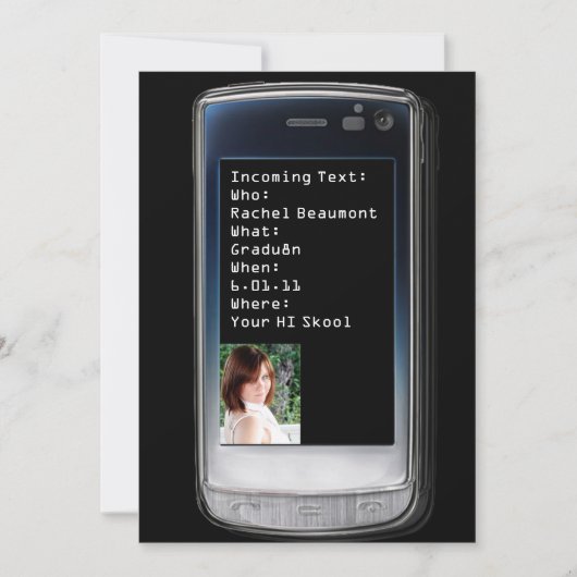 携帯電話文字卒業発表 招待状 (正面)