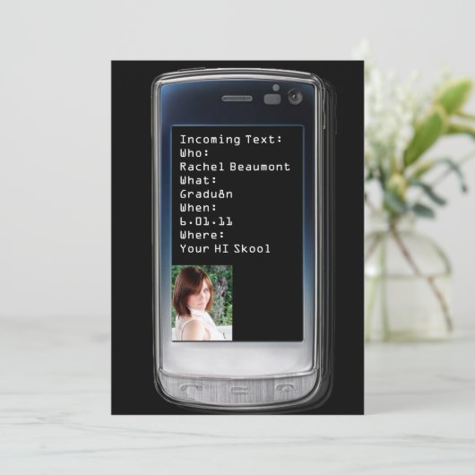 携帯電話文字卒業発表 招待状 (スタンド正面)