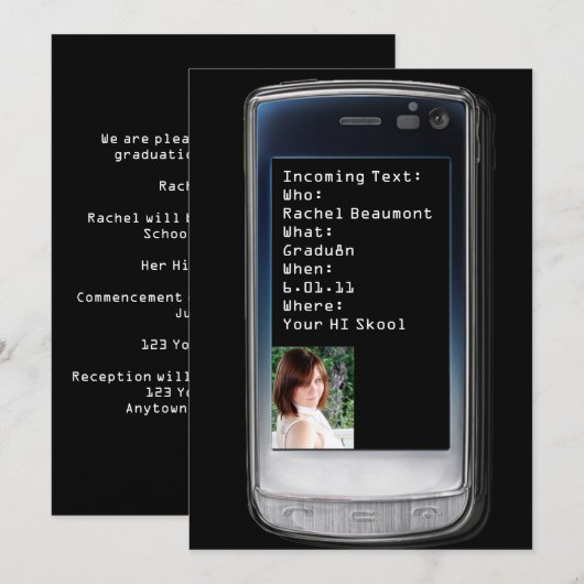 携帯電話文字卒業発表 招待状 (正面/裏面)