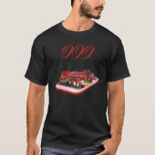 携帯電話000のロゴに消防車、 Tシャツ (正面)