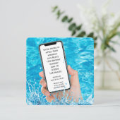 携帯電話 テキスト 10歳の誕生日 プールパーティー 招待状 (スタンド正面)