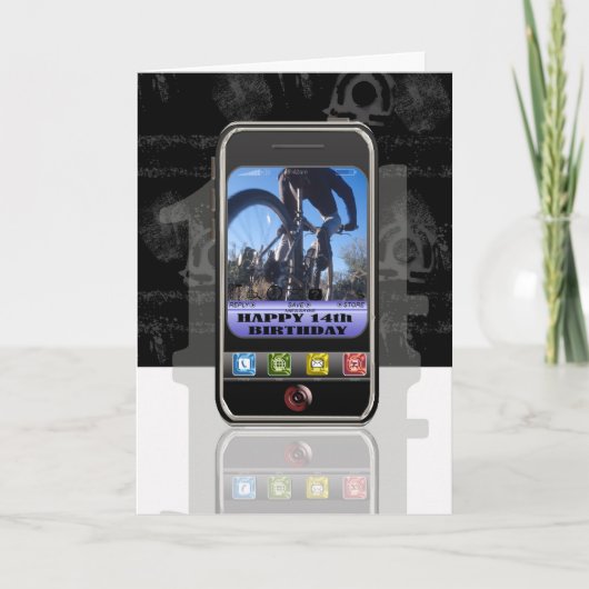 携帯電話、携帯電話文字メッセージハッピーバースダ カード (正面)