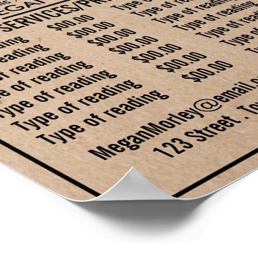 摂理の目、サイキ読ックの価格表 ポスター (角)