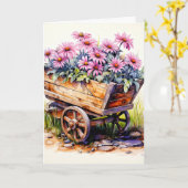 摘まれたてのアスターの花アートが咲く カード (黄色い花)