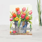 摘まれたてのチューリップ花 カード (正面)