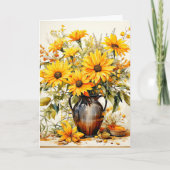 摘みかわいらし立ての花イラストレーション カード (正面)