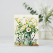 摘み立てしたばかりのナガユリの花 シーズンポストカード (スタンド正面)