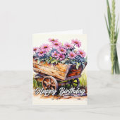 摘み立てのアスター花イラストレーション カード (正面)