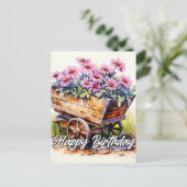 摘み立てのアスター花イラストレーション ポストカード (スタンド正面)