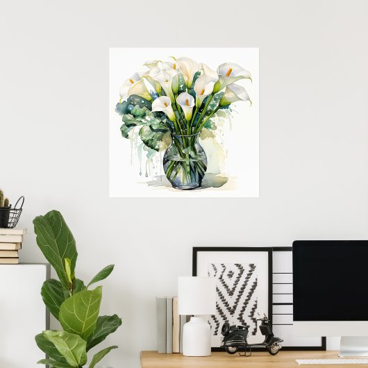 摘み立てのカラーリリーイラストレーション ポスター (ホームオフィス)