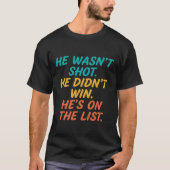 撃たれてもいないのにリストに載ってる 皮肉Tシャツ Tシャツ (正面)