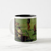 撃つこと(紙の油) ツートーンマグカップ (正面左)