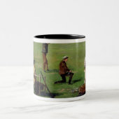 撃つこと(紙の油) ツートーンマグカップ (中央)