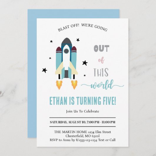 撃て!この世界の外の宇宙誕生日 招待状 (正面/裏面)