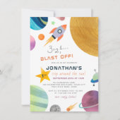 撃て!ロケットトリップザのまわりにサンボーイ誕生日 招待状 (正面)