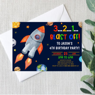 撃て!ロケット船宇宙誕生日パーティー 招待状