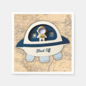 撃て！ヴィンテージモダン宇宙飛行士の赤ちゃんシャワー スタンダードカクテルナプキン (正面)