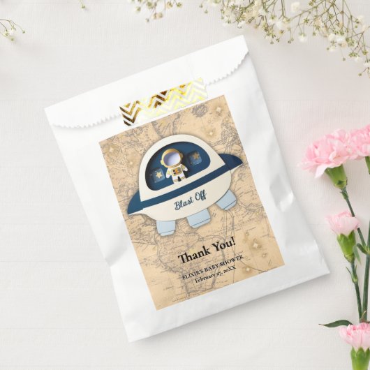 撃て!ヴィンテージモダン宇宙飛行士の赤ちゃんシャワー フェイバーバッグ (封をした状態)