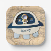 撃て！ヴィンテージモダン宇宙飛行士の赤ちゃんシャワー ペーパープレート (正面)