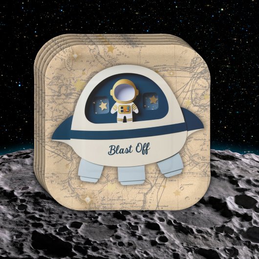 撃て！ヴィンテージモダン宇宙飛行士の赤ちゃんシャワー ペーパープレート