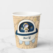 撃て！ヴィンテージモダン宇宙飛行士の赤ちゃんシャワー 紙コップ (裏面)