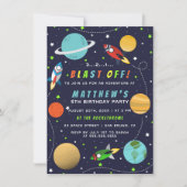 撃て！宇宙をテーマにした誕生日パーティー 招待状 (正面)
