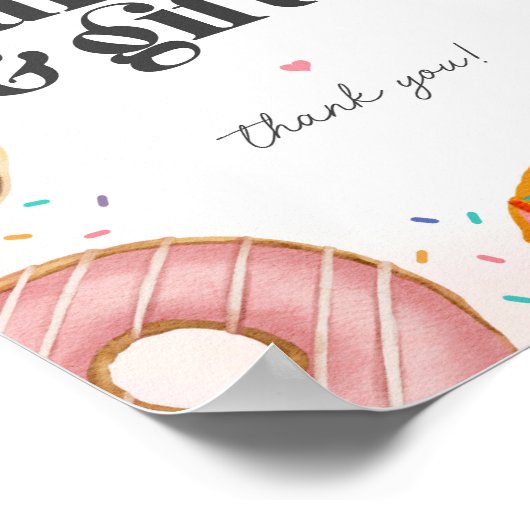 撒き散らされたドーナツ誕生日カードとギフトサイン ポスター (角)