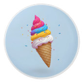 撒き散らすレインボーのアイスクリーム セラミックノブ (正面)