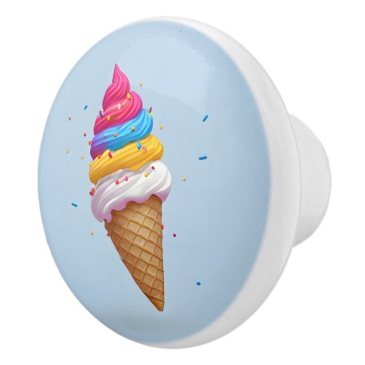 撒き散らすレインボーのアイスクリーム セラミックノブ (右)