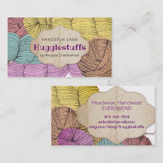 撚糸ハンク編み物クロチェット名刺 名刺 (正面/裏面)