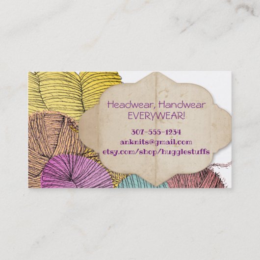 撚糸ハンク編み物クロチェット名刺 名刺 (裏面)