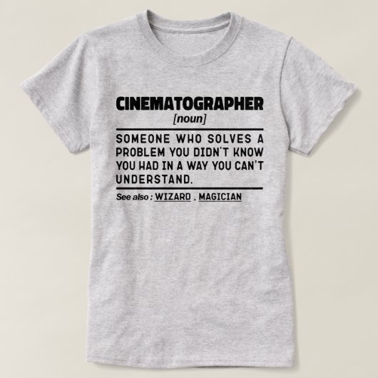 撮影名詞映画カメラオペレクールータ Tシャツ (デザイン正面)