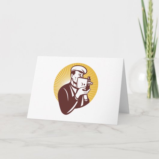 撮影技師のヴィンテージのビデオ・カメラの射撃、発砲 カード (正面)