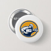 撮影技師の射撃、発砲映画ビデオ・カメラのレトロ 缶バッジ (正面&裏面)